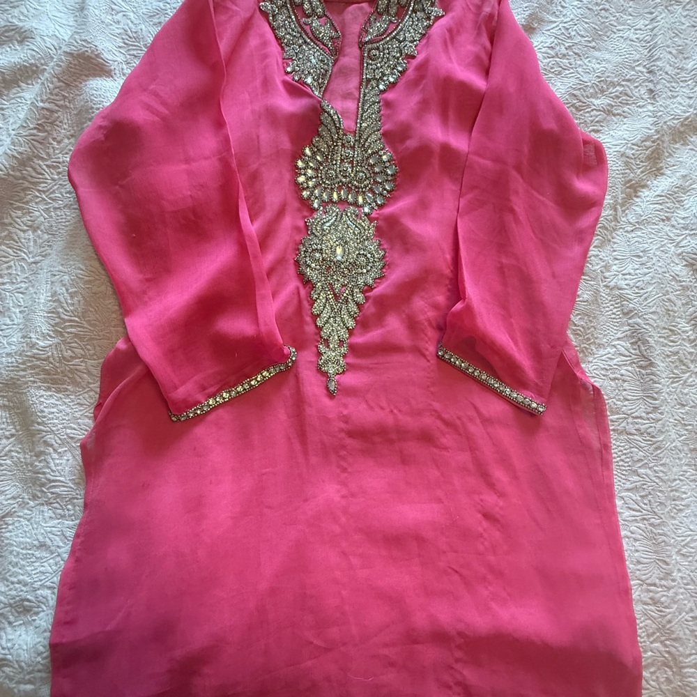 Pink Embellished Tunic Dress